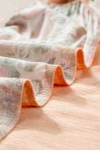 Load image into Gallery viewer, Apricot Pink Floral Patchwork Square Neck Ruffle Sleeve Blouse
