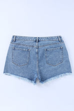 Load image into Gallery viewer, Sky Blue High Rise Crossover Waist Denim Shorts
