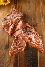 Load image into Gallery viewer, Gold Flame Vintage Fashion Satin Paisley Flower Prints Square Scarf
