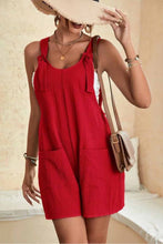 Load image into Gallery viewer, Black Adjustable Straps Pocketed Textured Romper
