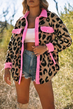 Load image into Gallery viewer, Black Contrast Trimmed Leopard Teddy Shacket
