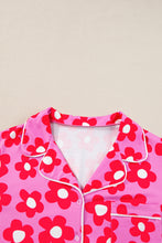 Load image into Gallery viewer, Pink Flower Print Short Sleeve Shirt Pajamas Set
