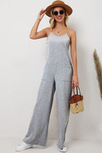 Load image into Gallery viewer, Black Loose Fit Side Pockets Spaghetti Strap Wide Leg Jumpsuit
