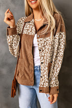 Load image into Gallery viewer, Brown Leopard Print Corduroy Long Sleeve Jacket
