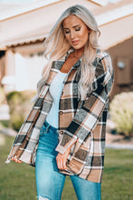 Load image into Gallery viewer, Rose Plaid Print Buttoned Shirt Jacket
