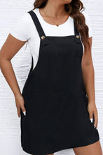 Load image into Gallery viewer, Black Solid Buttoned Straps Plus Size Overall Dress
