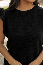 Load image into Gallery viewer, Black Textured Ruffled Sleeve Tee and Drawstring Shorts Set
