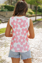 Load image into Gallery viewer, Pink Cute Flower Knitted V Neck Tank Top
