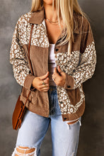 Load image into Gallery viewer, Brown Leopard Print Corduroy Long Sleeve Jacket
