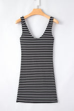 Load image into Gallery viewer, Black Stripe Ribbed Knit Sleeveless Mini Dress
