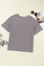 Load image into Gallery viewer, Light Grey Corded V Neck Chest Pocket Loose T-shirt
