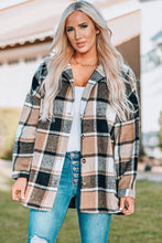 Load image into Gallery viewer, Rose Plaid Print Buttoned Shirt Jacket
