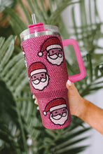 Load image into Gallery viewer, Rose Red Christmas Santa Claus Diamond Thermos Cup with Straw 40oz
