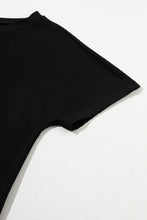 Load image into Gallery viewer, Black Casual Textured Tee and Drawstring Shorts Set
