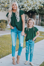 Load image into Gallery viewer, Green Tiered Sleeve Frilled Neck Dotted Top
