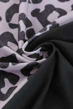 Load image into Gallery viewer, Black Contrast Solid Leopard Short Sleeve T-shirt Dress with Slits
