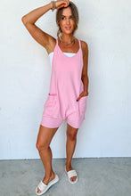 Load image into Gallery viewer, Pink Sleeveless Pocketed V Neck Jersey Romper
