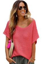 Load image into Gallery viewer, Red Clay Solid Loose Knit Short Dolman Sleeve Sweater
