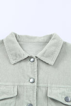 Load image into Gallery viewer, Sky Blue Raw Hem Flap Pockets Cropped Corduroy Jacket
