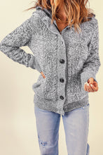 Load image into Gallery viewer, Dark Gray Long Sleeve Button-up Hooded Cardigans
