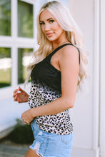Load image into Gallery viewer, Black Gradient Leopard Pattern Sleeveless Drawstring Lounge Set
