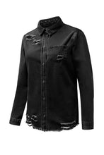 Load image into Gallery viewer, Black Ripped Denim Jacket
