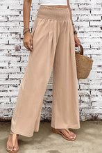 Load image into Gallery viewer, Black Smocked Wide Waistband High Waist Wide Leg Pants
