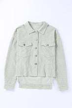 Load image into Gallery viewer, Sky Blue Raw Hem Flap Pockets Cropped Corduroy Jacket
