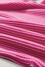 Load image into Gallery viewer, Rose Red Textured Colorblock Edge Patched Pocket T Shirt Dress
