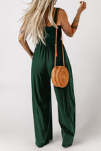 Load image into Gallery viewer, Black Smocked Sleeveless Wide Leg Jumpsuit with Pockets
