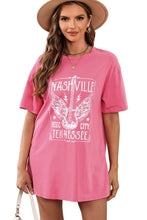 Load image into Gallery viewer, Pink Guitar Slogan Letter Graphic Print Oversized T Shirt
