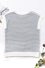 Load image into Gallery viewer, Blue Stripe Ribbed Trim Loose Fit Knitted Sweater Vest
