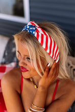 Load image into Gallery viewer, Multicolor American Flag Bow Knot Wide Headband
