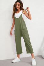 Load image into Gallery viewer, Black Pocketed Adjustable Spaghetti Strap Straight Leg Jumpsuit
