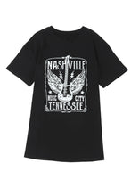 Load image into Gallery viewer, Pink Guitar Slogan Letter Graphic Print Oversized T Shirt
