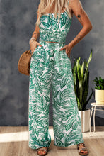 Load image into Gallery viewer, Green Boho Floral Sleeveless Wide Leg Pocket Pants Set
