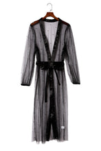 Load image into Gallery viewer, Black Sheer Embellished Tulle Duster Kimono
