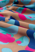 Load image into Gallery viewer, Green Leopard Print Bubble Sleeve Slit Neck Ruffled Dress
