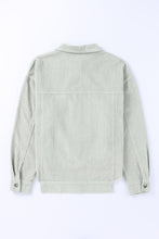 Load image into Gallery viewer, Sky Blue Raw Hem Flap Pockets Cropped Corduroy Jacket
