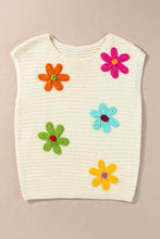 Load image into Gallery viewer, White Flower Crochet Round Neck Knitted Top
