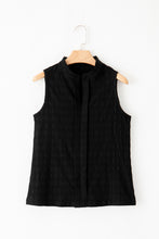 Load image into Gallery viewer, Black Lattice Textured Split Neck Tank Top
