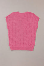 Load image into Gallery viewer, Bright Pink Lattice Textured Knit Short Sleeve Sweater
