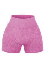 Load image into Gallery viewer, Red Seamless Ribbed Knit Butt Lifter Yoga Shorts
