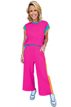 Load image into Gallery viewer, Strawberry Pink Color Block Detail Casual Two-piece Set
