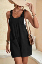 Load image into Gallery viewer, Black Adjustable Straps Pocketed Textured Romper
