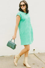 Load image into Gallery viewer, Mint Green Textured Cap Sleeve T Shirt Dress
