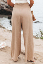 Load image into Gallery viewer, Black Smocked Wide Waistband High Waist Wide Leg Pants
