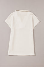 Load image into Gallery viewer, White Textured V Neck Collared Short Sleeve Top
