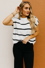 Load image into Gallery viewer, White Striped Batwing Sleeve Sweater Tee
