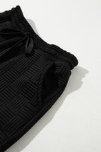 Load image into Gallery viewer, Black Textured Ruffled Sleeve Tee and Drawstring Shorts Set
